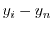 $ y_i - y_n$