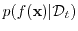 $ p(f({\boldsymbol{\mathbf{x}}})\vert{\cal D}_{t})$