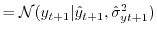 $\displaystyle = \mathcal{N}(y_{t+1}\vert\hat{y}_{t+1} , \hat{\sigma}_{yt+1}^2 )$